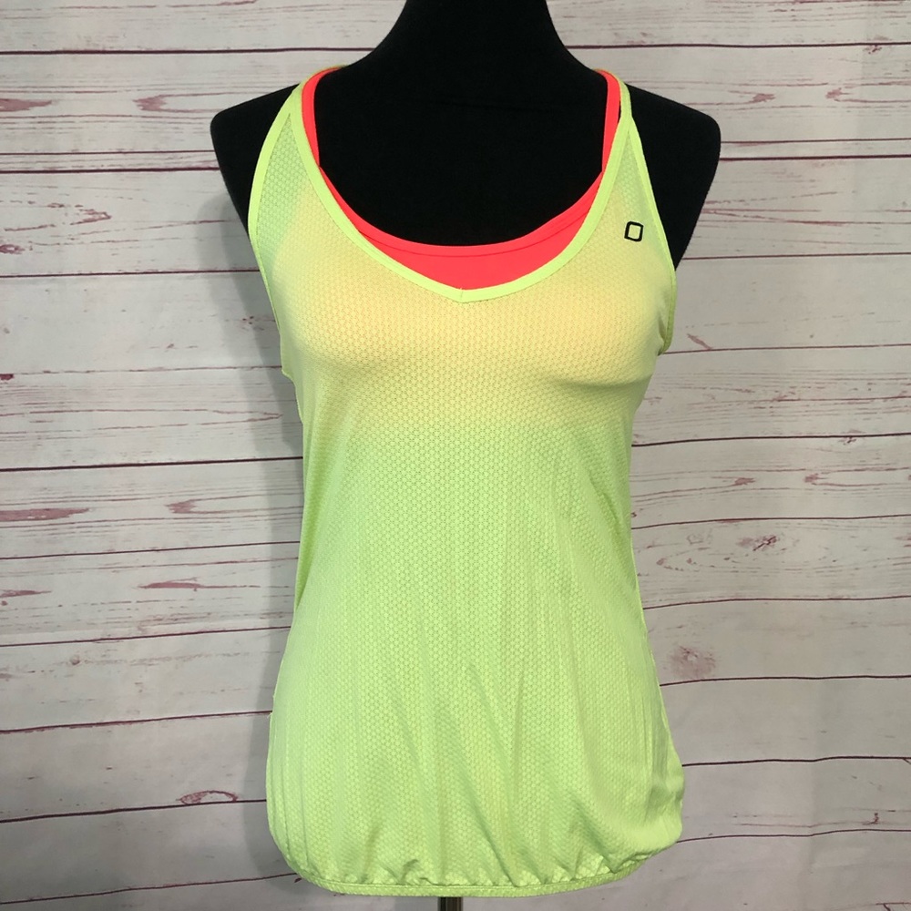 Lorna Jane Neon Built in Bra Racerback Workout Tank